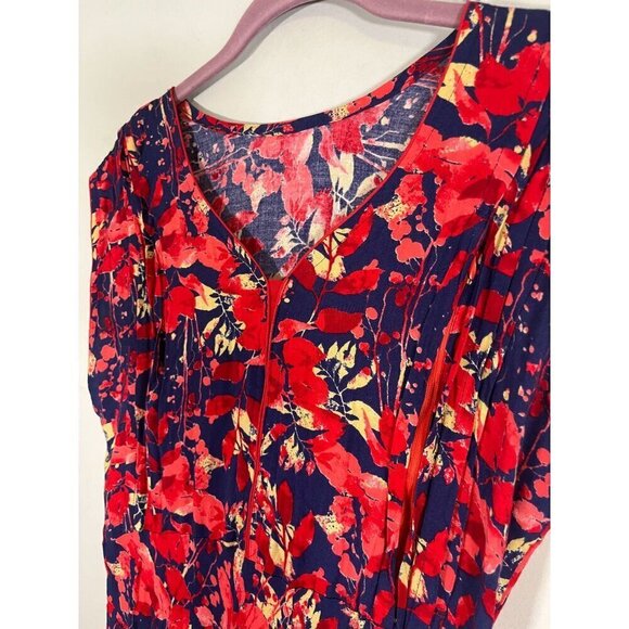 Dress M Red Floral l Maxi Retro Y2K Boho Western Preppy Classic Feminine Flowy - Picture 8 of 15